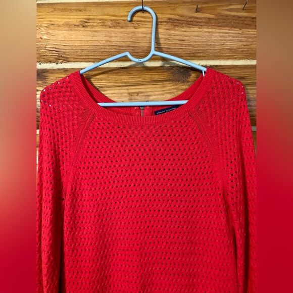 American Eagle Outfitters Red Crewneck Fuzzy Sweater Small - Picture 4 of 10